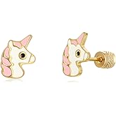 Seraphina Unicorn Stud Earrings | Hypoallergenic 14K Gold Plated Screw Back Unicorn Earrings Unicorn Gifts