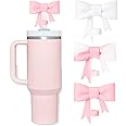 Oddyami Bow Straw Covers Cap Toppers Compatible with Stanley Tumbler Cups, Cute 10mm Reusable Silicone Straws Topper for 40oz Tumbler with Handle, Stanleys Cup Accessories,3Pcs Pink