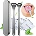 Tongue Cleaner Set for Fresh Breath - 2 Pieces Stainless Steel Tongue Scraper for Oral Hygiene Care and Cure Bad Breath with 3 Pieces Scraper Cleaning Tablet
