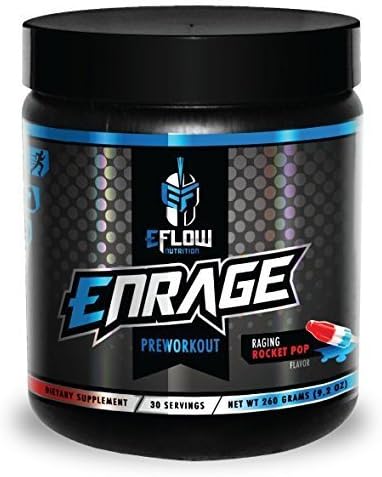 ENRAGE preworkout - ROCKET POP - Creatine, beta alanine, Citrulline, Agmatine, caffeine, energy, focus, strength, endurance, performance, pump by eFlow Nutrition