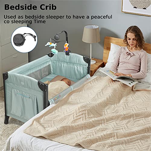 JOYMOR 3 in 1 Baby Bedside Sleeper, Bed Side with Mattress, Convert to