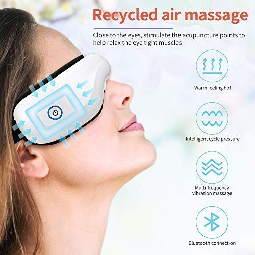 Bromose Wireless Foldable Rechargeable Eye Massager，Intelligent Mode One-Click Operation Eye Massager,Wireless Bluetooth Music Therapy Stress Relief for Eye Care BestGift