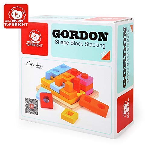 TOP BRIGHT Shape Color Sorter Wooden Blocks, 2 Year Old Early