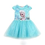 MIQI Girls Elsa Princess Dress Kids Cartoon Cosplay Sequins Lace Costumes Dresses 3 Years Old Blue
