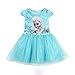 MIQI Girls Kids Princess Dress Frozen Dress Shiny Sequins Lace Tutu 4 Years Old Blue
