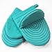 Cotton Quilted Mini Oven Mitts Kitchen set with Silicone Printing Non-slip Grip Heat Resistant, Puppet Mini Oven Gloves set of 2 for BBQ Cooking Baking, Grilling, Machine Washable Women and Men Aqua