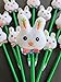 Bunny Pens Easter Party Favors, White Rabbit Plush Top Kids Goody Bag Stuffers Basket Filler Birthday Supplies Decorations 12 Pack