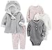 Carter's Baby Girls' 5-Piece Playwear Set, Pink/Grey, 6 Months