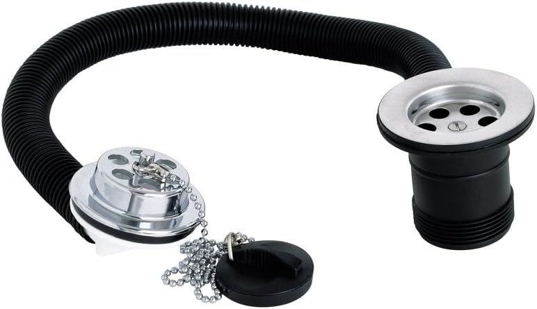 Deva FOV414 Plastic Bath Waste with Overflow and Plug Chrome Finish, 1-1/2", Silver