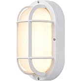 MULANDI Oval LED Bulkhead Light 3CCT Glass Diffusers Fixture, White, 1 Pack | IP65 Waterproof Modern Nautical Outdoor Wall Light Fixture, Outdoor Lighting for Patio/Deck/Basement, ETL UL CSA Listed Lamp