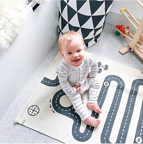 Extpro Children Area Rug Baby Floor Racing Game Rug Foldable Crawling Game Play Mat for Kids Room Decor (Road1)