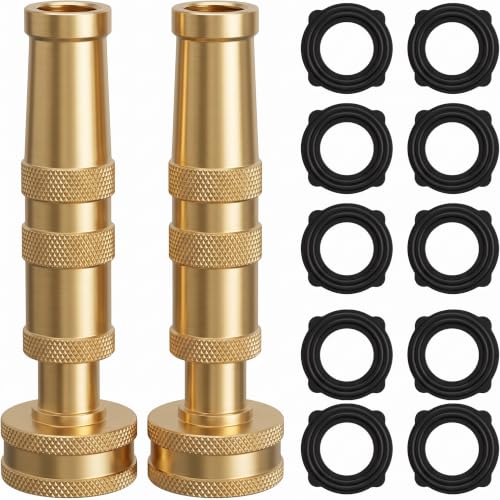 Hourleey Adjustable Twist Hose Nozzle, 4" Heavy-Duty Brass Hose Nozzle with 10