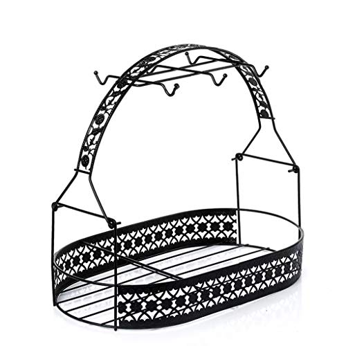 Mug Rack Tabletop Tea Cup Hook Basket Iron Coffee Cup Holder Storage European Style Tea Mug and Saucer Display Rack Kitchen Stand Organizer Drinkware Rack - Thumbnail 4