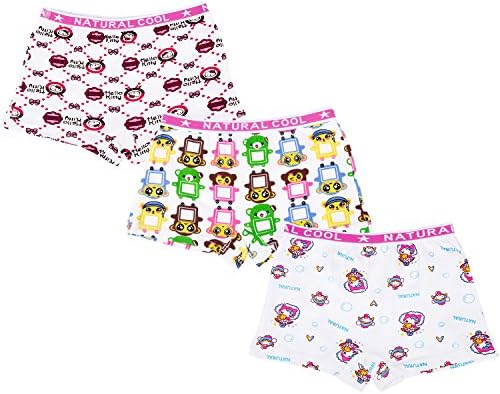 Antion Girl's 3-7T Cotton 3 Cartoon Boyshorts Underwear(Pack Of 3)