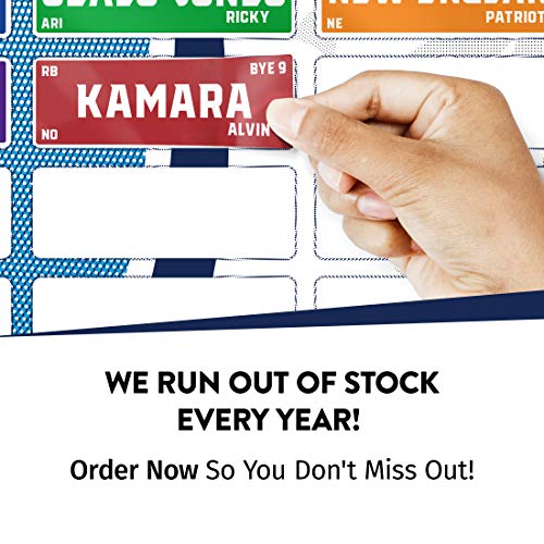 Joyousa Fantasy Football Draft Board 2019 Kit with Player Labels - Full Color Extra Large - 14 Teams and 480 Name Stickers