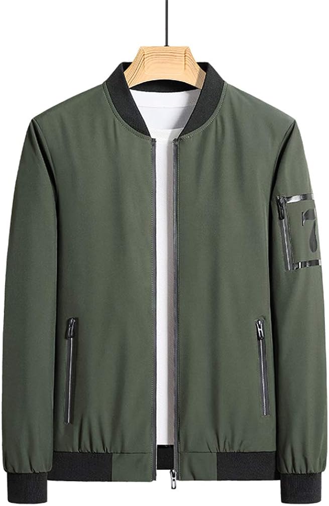 Litteking Men's Lightweight Bomber Jacket Casual Softshell Coat Zipper Sportwear Windbreaker Flight Jacket at  Men’s Clothing store