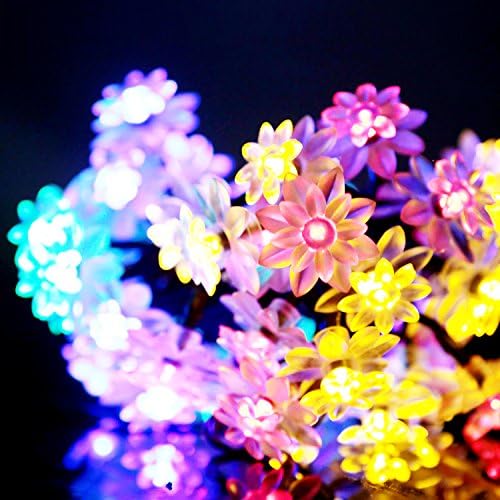 Kumeida Lotus Shape 23 Feet 50 LEDs Solar Powered String Lights, Waterproof, 2 Modes (Steady/Flash) for Outdoor, Home, Stage, Holiday Decorations (Multicolor)