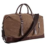 Ulgoo Duffel bag Oversized Canvas Travel Bag PU Leather Weekend Bag Overnight (Coffee)