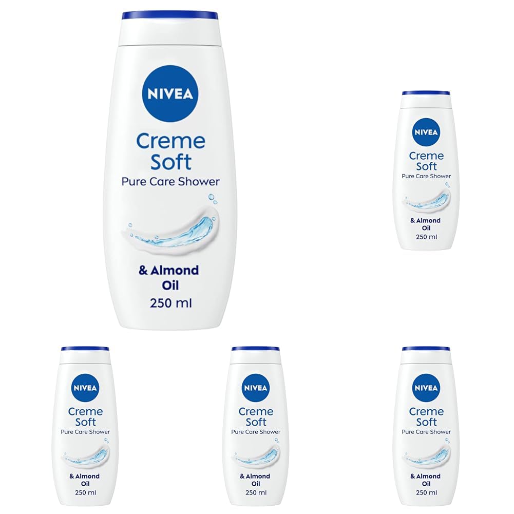 NIVEA Care Shower Creme Soft (250 ml) Enriched with Almond Oil, Moisturising Gel Body Wash, Skin Moisturiser with Mild Scent (Pack of 5)