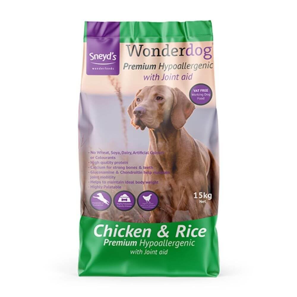 Wonderdog Hypoallergenic Dry Dog Food Chicken & Rice for Sensitive Stomachs & Dietary Sensitivities | 15kg with Joint Care
