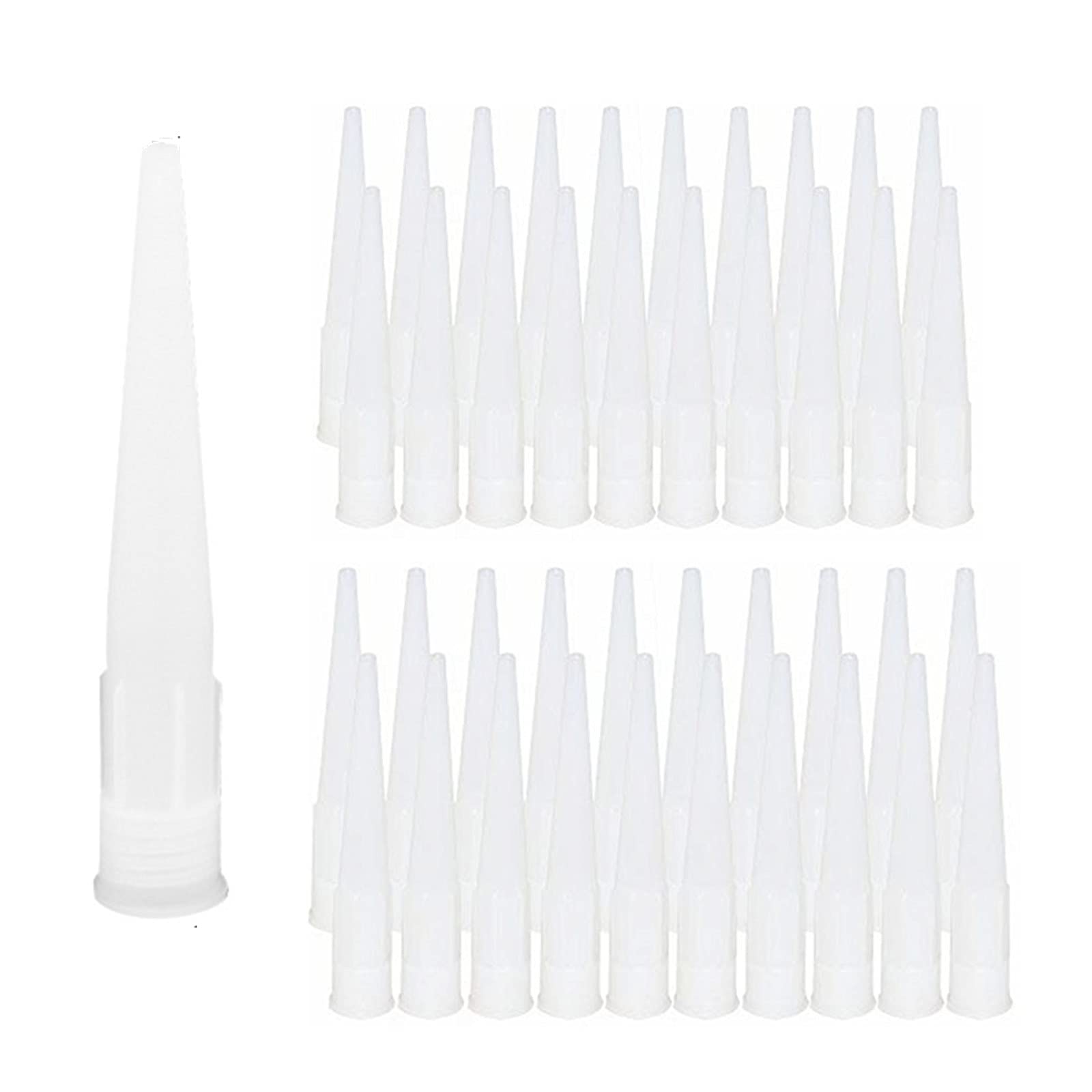 XHBTS 180pcs Plastic Caulking Gun Extender Caulk Nozzle Tip Tool for Sausage Caulking Gun, Caulk Nozzles Applicator, Easy to Use, White