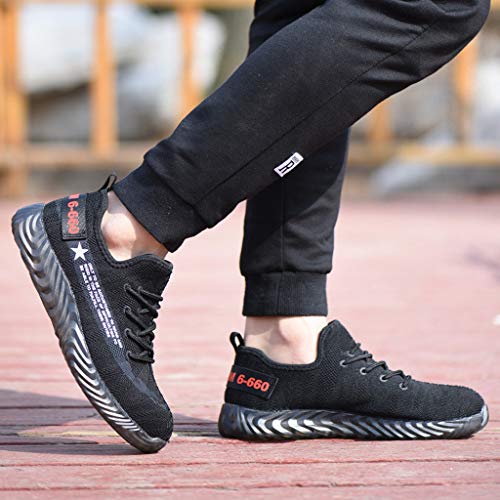 Women's Mens Steel Toe Safety Work Shoes, Casual Outdoor Athletic Slip Resistant Fashion Sports Sneakers Gray - Thumbnail 4
