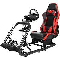 Supllueer Racing Simulator Cockpit Stand,with Red Seat Racing Game Stand Fits for Logitech G25 G27 G29 G920 G923,Thrustmaster