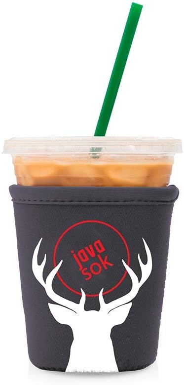 Java Sok Reusable Iced Coffee Cup Insulator Sleeve for Cold Beverages and Neoprene Holder for Starbucks Coffee, McDonalds, Dunkin Donuts, More (Purple Deer, 16-20oz Small)