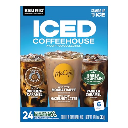 THE ORIGINAL DONUT SHOP® K-CUP ICED DUOS COOKIES AND CARAMEL COFFEE – COMPATIBLE WITH KEURIG BREWER – MEDIUM – 24 / BOX
