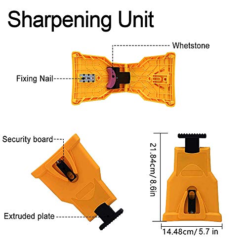 Windyus Chainsaw Sharpener, Portable Universal Chain Saw Blade Sharpener Fast Sharpening Stone Grinder Tool Bar-Mount Chainsaw Teeth Sharpener Fit for 14" 16" 18" 20" Two Hole Chain Saw Bar - Thumbnail 2