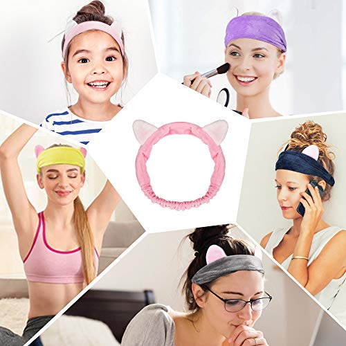Face Washing Headbands, IKOCO 7 Pack Cat Ears Makeup Headbands Spa