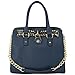 MG Collection Haley Studded Structured Satchel Shoulder Bag, Dark Blue, One Size