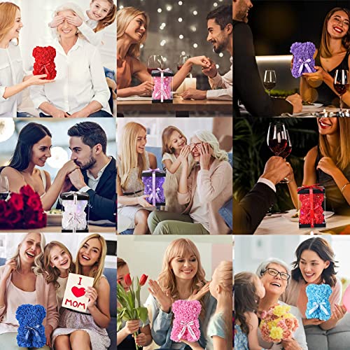 Branbox, Rose Bear Gift for Mom Grandma Female Wife Birthday Gift for Mom, Best for Daughter Son Husband, 10 Inch Rose Flower Teddy Bear Gift with Light( Pink)