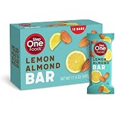 Step One Foods Lemon Almond Bar, Heart Healthy Snack Plant Sterols, Omega 3's High Fiber Snack Gluten &amp; Dairy Free, Vegan, Zero Sodium, Granola Bars (12 Pack)
