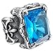 INBLUE Men's Stainless Steel Glass Ring Silver Tone Black Blue Dragon Claw Knight Fleur De Lis