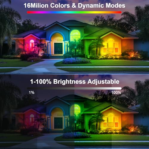 50W Outdoor RGB LED Floodlight, 2PCS Color LED Projector with Remote Control 2.4G and Bluetooth APP Projector RGBW IP66 Waterproof Spot Led Color LED RGB Dimmable Bar for Garden Tree Festival