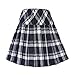 Women's Elastic Waist Plaid Pleated Skirt Tartan Skater School Uniform Mini Skirts (Small, Series 1 White)