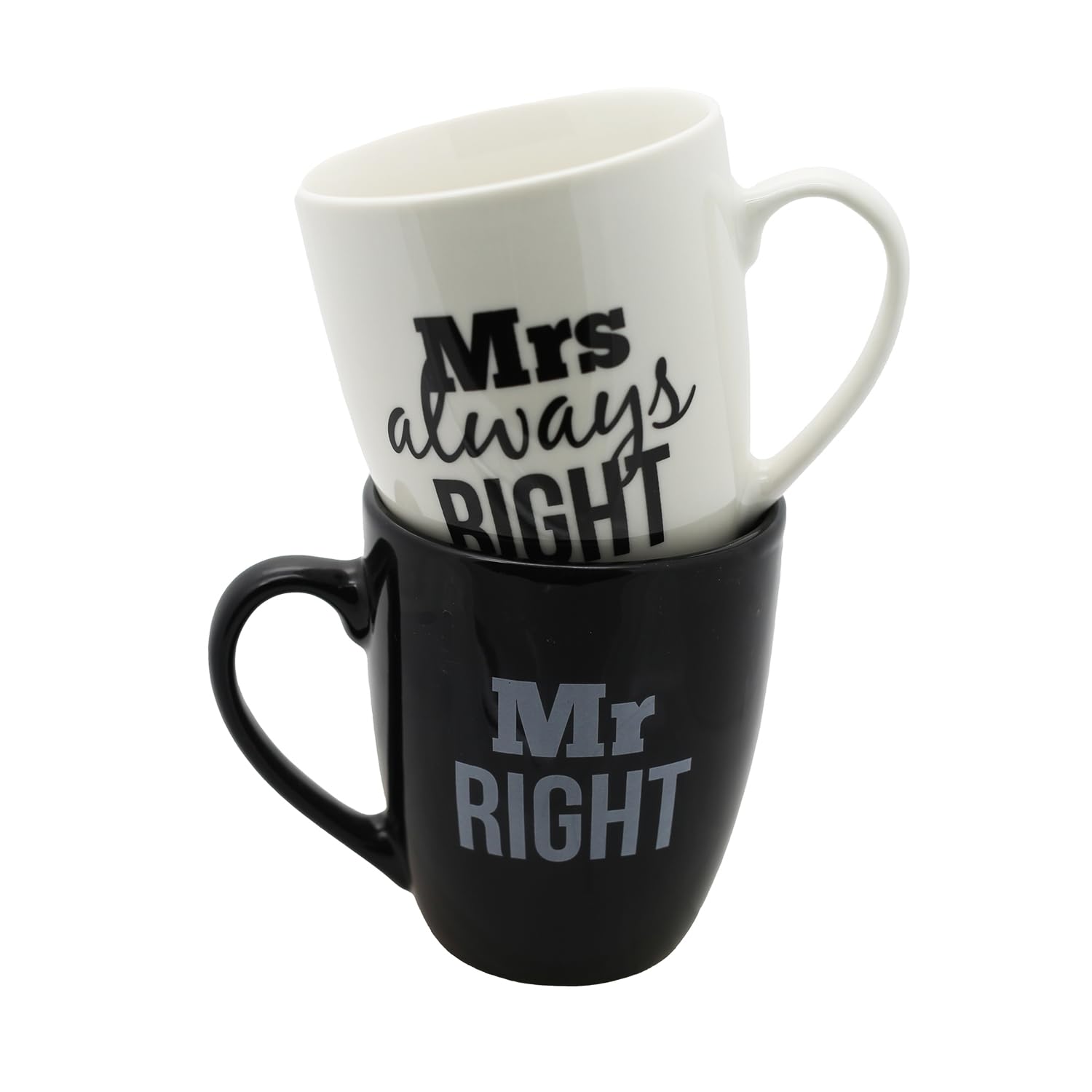 #Winning Mr Right and Mrs Always Right Mug Set Dual Ceramic Novelty Coffee Cups