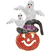 Rhinestone Ghost Pumpkin Brooch Pin for Women Men Unisex Gold-Toned Cartoon Witch Hat Halloween Brooches Lapel Pins Hat Bag Suit Dress Accessories Holiday Festival Souvenir Jewelry