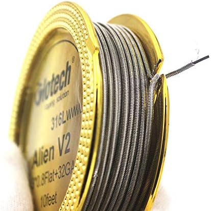 GLOTECH ALIEN V2 HEATING WIRE HIGHT DENSITY WIRE DIY FOR COILS BUILDING 10Feet/Roll (Alien V2 (A1+316L))
