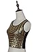 Anna-Kaci Womens Sparkle Stripe Front Sequin Slim Fit Cropped Vest Tank Tops,