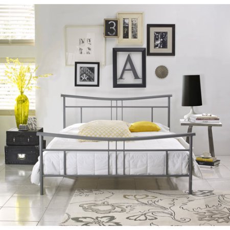 Metal-Full-Size-Platform-Bed-Frame-with-Bonus-Base-Wooden-Slat-System-Contemporary-Swoop-Design-Black-Matte-Nickel-Finish-Bedroom-Furniture-Bundle-with-Expert-Guide-for-Better-Life