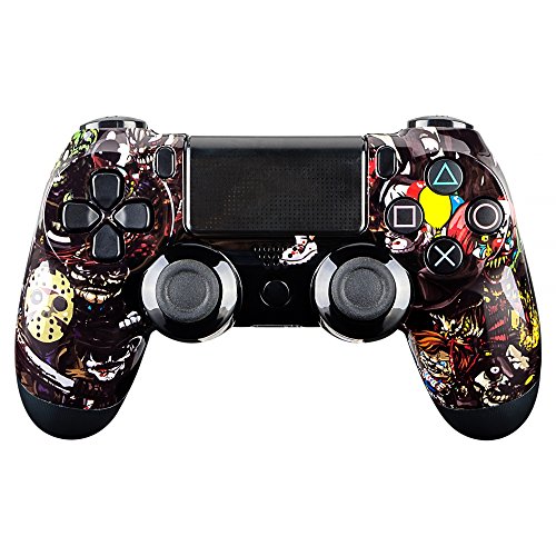 eXtremeRate Custom Design Unique Scary Party Glossy Replacement Shell Front Faceplate Housing Cover for PlayStation 4 PS4 Controller Generation 1 and Generation 2