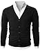 Ohoo Mens Slim Fit Ribbed Knit Cardigan With Pockets