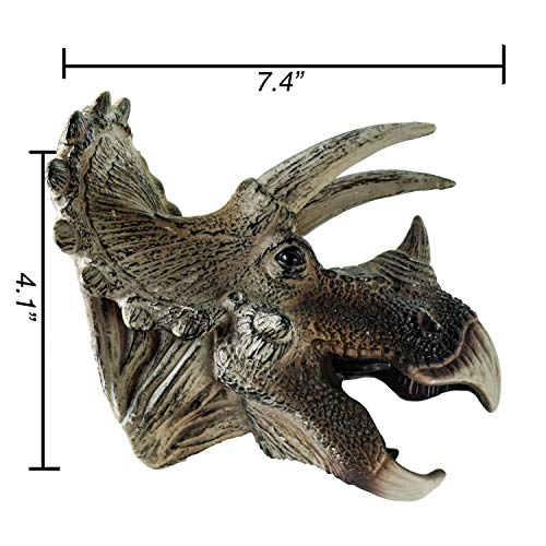 Dlseego Dinosaur Hand Puppets Toys Soft Rubber Realistic Spines Dragon Role Play Toy for Kids and Adult -Triceratops