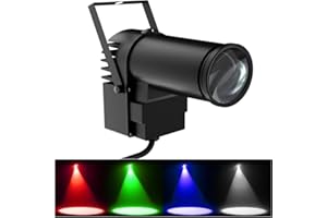 U`King Pinspot Light for Disco Ball 512 DMX 10W RGBW Mirror Ball Spotlight LED Beam Pinspot Lights by Sound Activated Controlled Disco Balls Spotlight for Party Wedding DJ Disco Shows