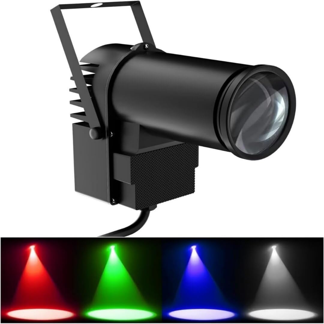 Photo 1 of U`King Pinspot Light for Disco Ball 512 DMX 10W RGBW Mirror Ball Spotlight LED Beam Pinspot Lights by Sound Activated Controlled Disco Balls Spotlight for Party Wedding DJ Disco Shows
