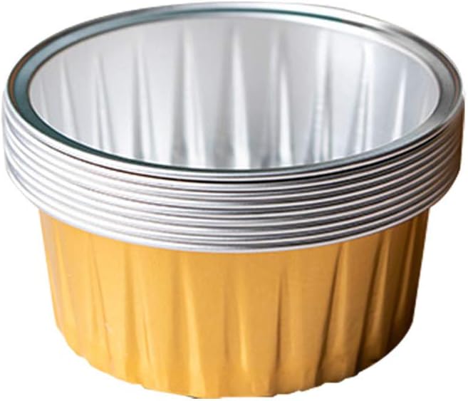 Bakerdream 125ml Aluminum Foil Cake Cups Muffin Cupcake Ramekin Cup Reusable Baking Cups for Creme Brulee Tart Mold Dessert Pans Pack of 30 (Golden)
