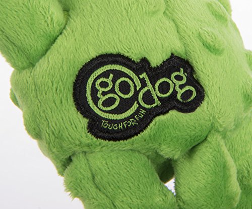 goDog Crazy Tugs Monkeys with Chew Guard Tough Plush Dog Toy, Green, Small