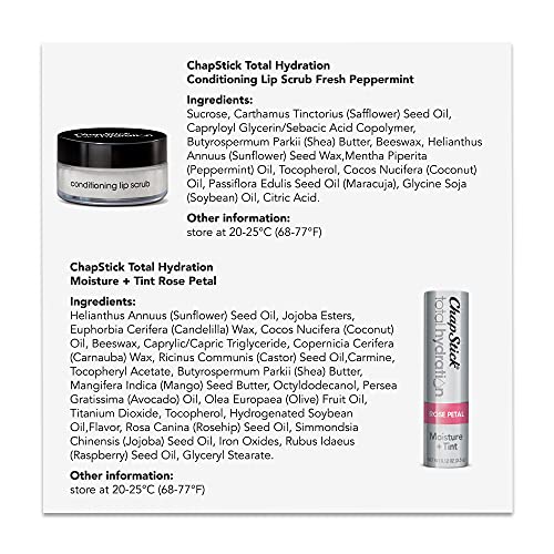 ChapStick Total Hydration Tinted Lip Balm Tubes and Lip Scrub Regimen